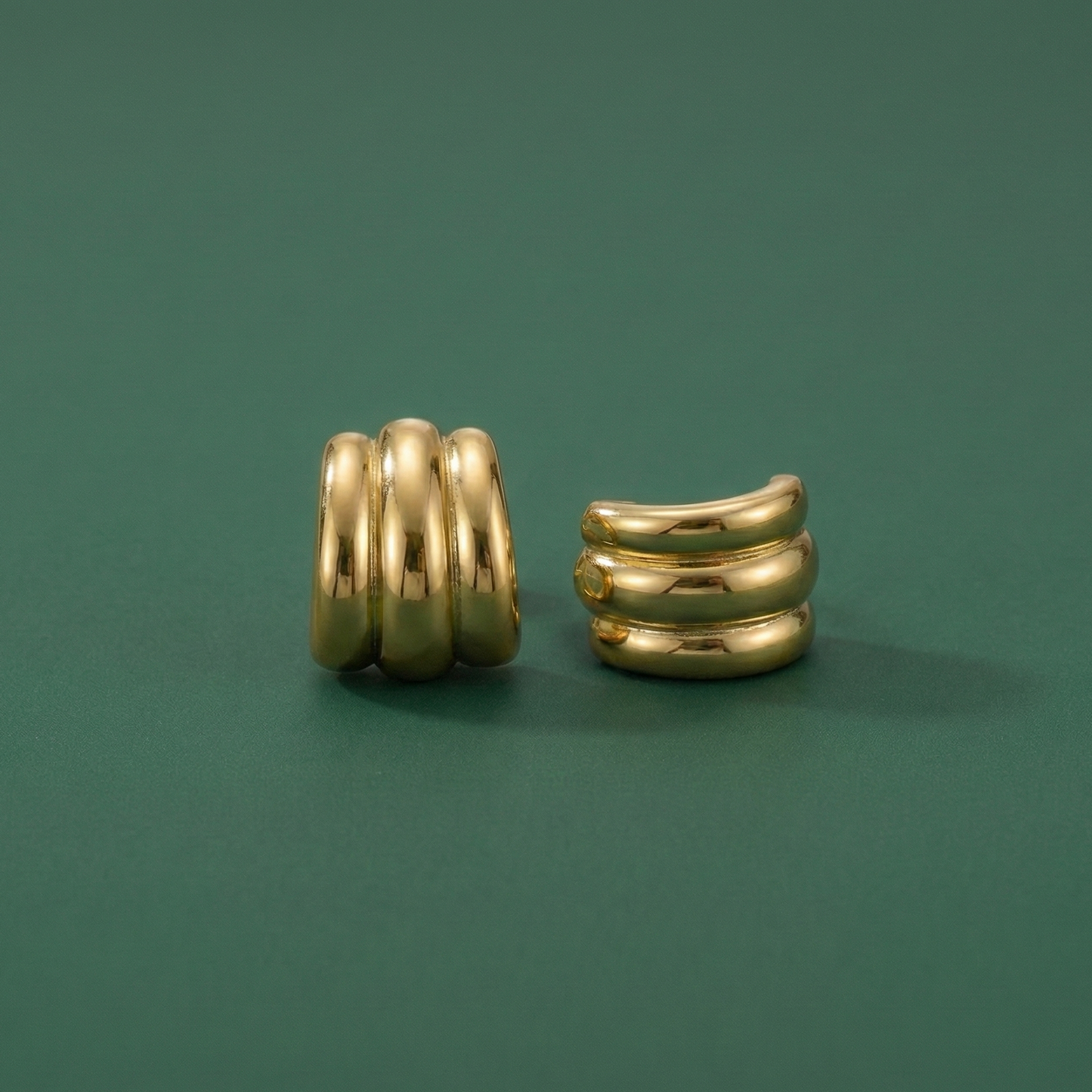 Croissant Three Layer Band Earrings