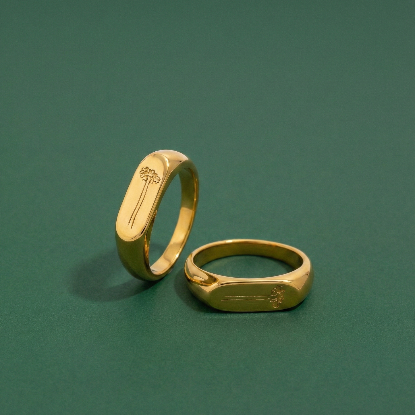Engraved Flower Stamp Ring