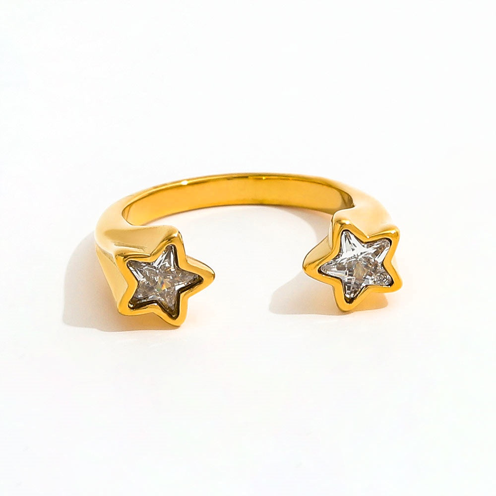 Double Pentastar Zircon Ring
