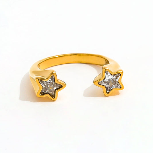 Double Pentastar Zircon Ring