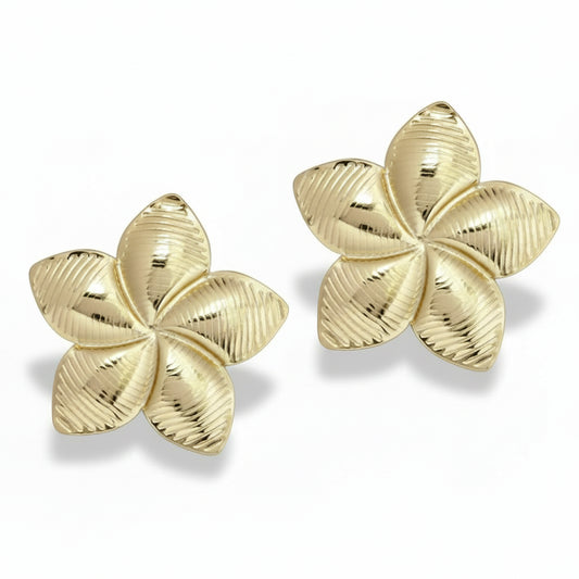 Flower Line Pattern Stud Earrings