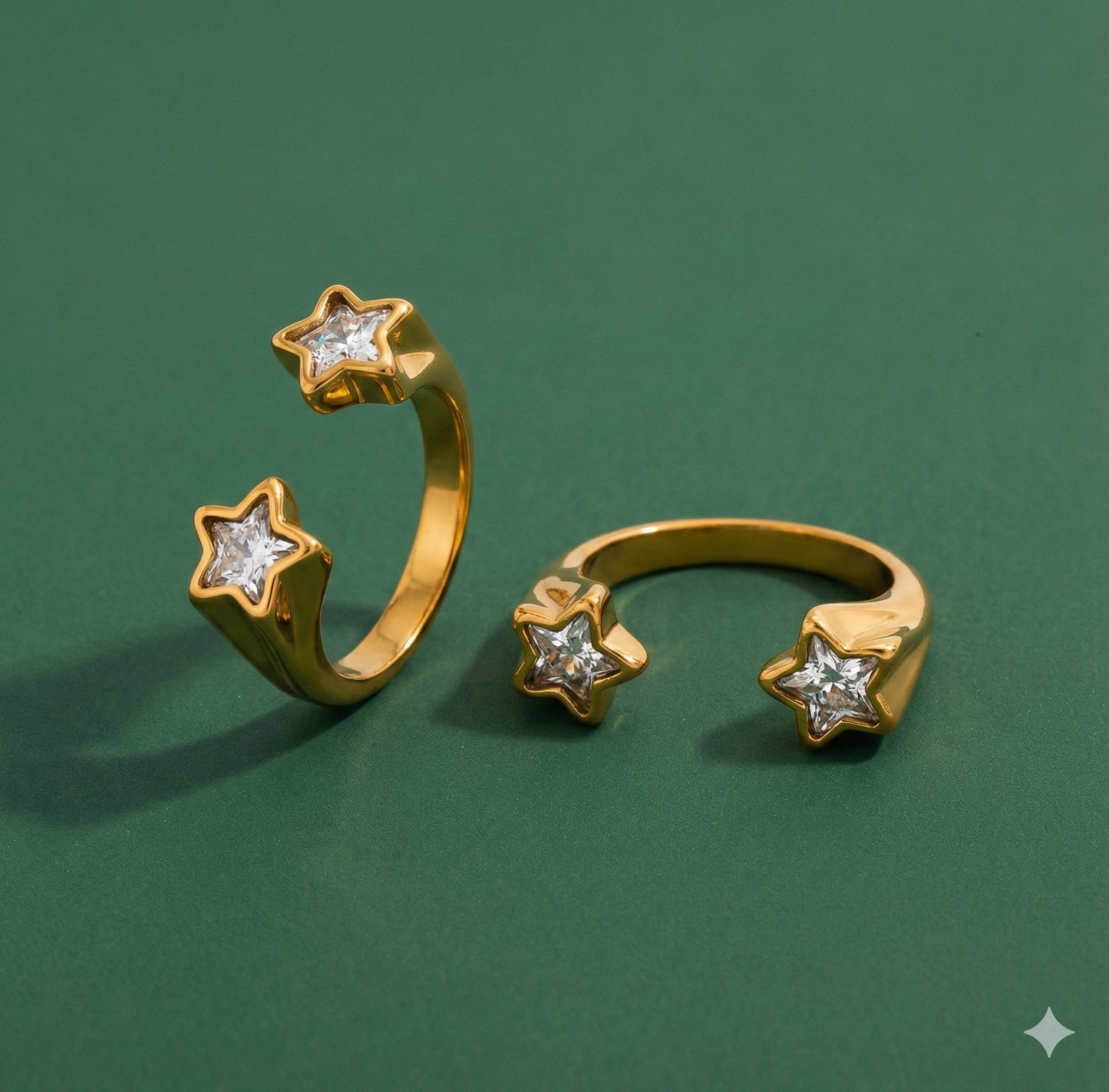 Double Pentastar Zircon Ring